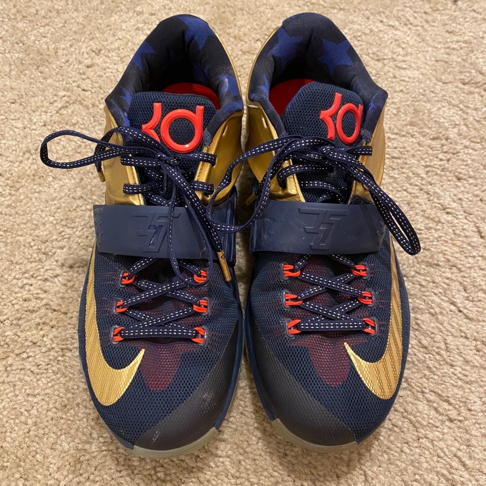 Men’s Kevin Durant 7 Gold Metal Basketball Shoes